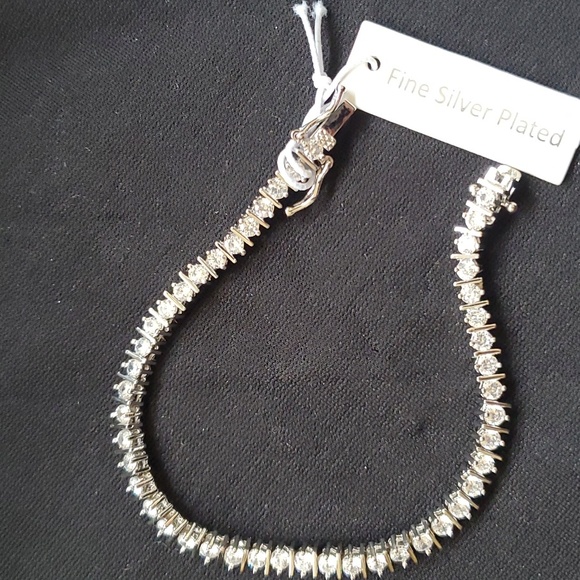 Bracelet cubic zirconia fine silver plated 7 inches - Picture 2 of 12